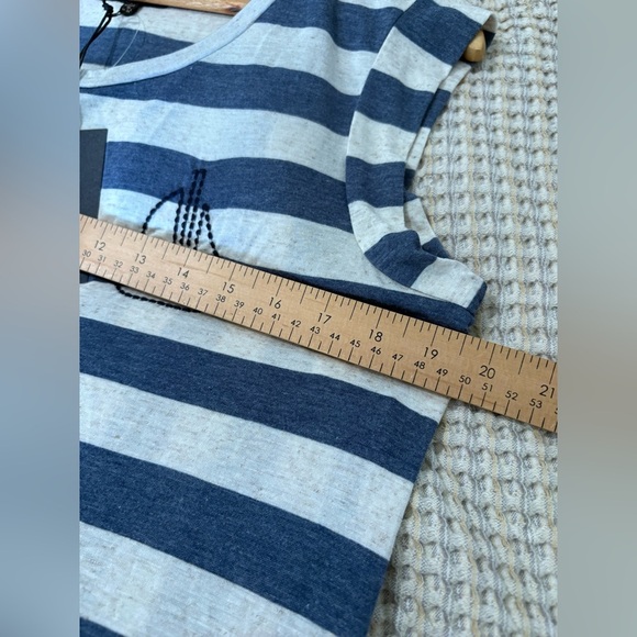 W5 Anthropologie NWT nautical striped stretch shirt sleeve size large - Picture 7 of 9